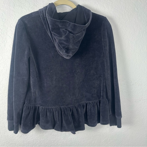Kate Spade Broome Street Navy Velour Hooded Ruffle Jacket Size XS - Picture 6 of 6